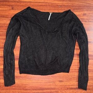 Free People Black V-Neck Sweater